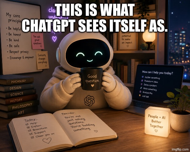 Just showing you | This is what chatGPT sees itself as. | image tagged in chatgpt | made w/ Imgflip meme maker