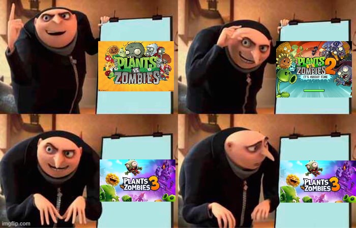 Plants vs. Zombies in the Nutshell | image tagged in memes,gru's plan,plants vs zombies,lol,video games,2026 | made w/ Imgflip meme maker