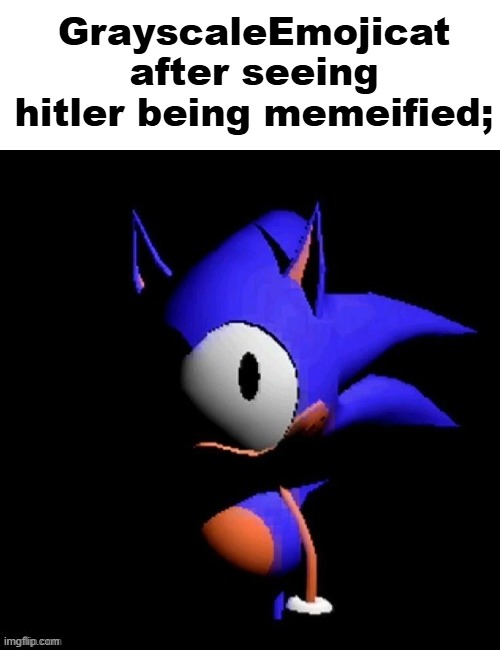 self slander | GrayscaleEmojicat after seeing hitler being memeified; | image tagged in slander,msmg | made w/ Imgflip meme maker
