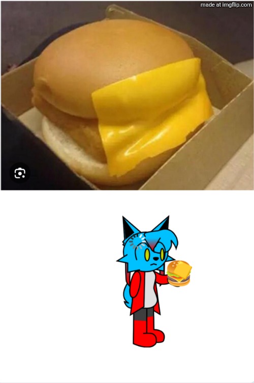 A burger with cheese "on the side" | image tagged in furry,cheeseburger,you had one job,cheese,fail,task failed successfully | made w/ Imgflip meme maker