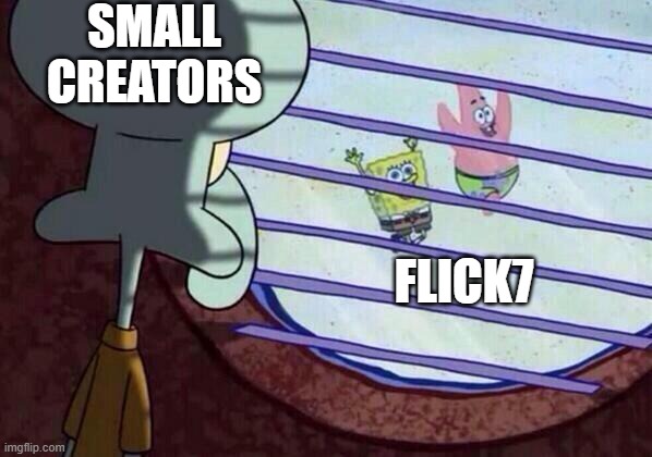 he's gonna comment watch | small creators; flick7 | image tagged in squidward window | made w/ Imgflip meme maker