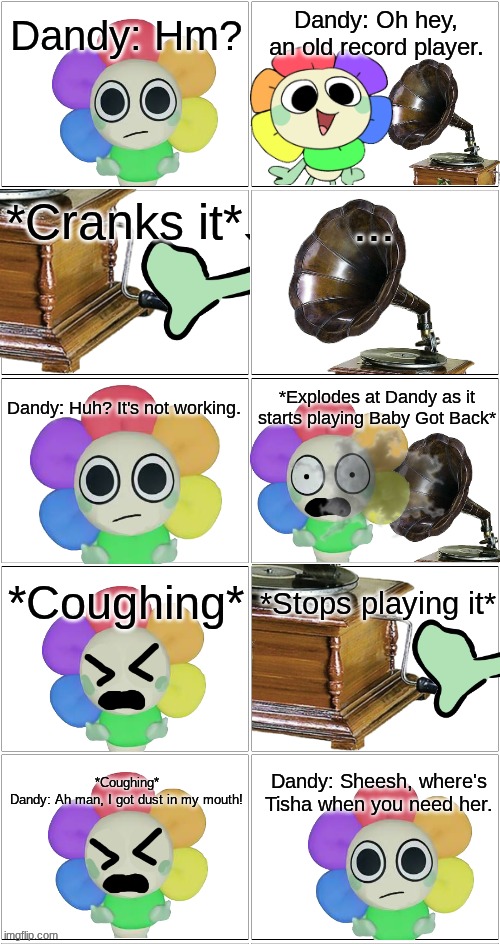 Dandy and the record player.mp3 | image tagged in comic | made w/ Imgflip meme maker