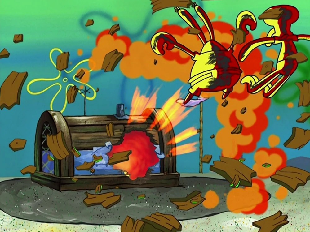 Spongebob explosion | image tagged in spongebob explosion | made w/ Imgflip meme maker