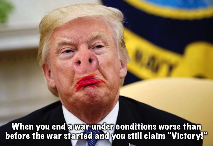 Lipstick on a pig | When you end a war under conditions worse than before the war started and you still claim "Victory!" | image tagged in lipstick on a pig | made w/ Imgflip meme maker