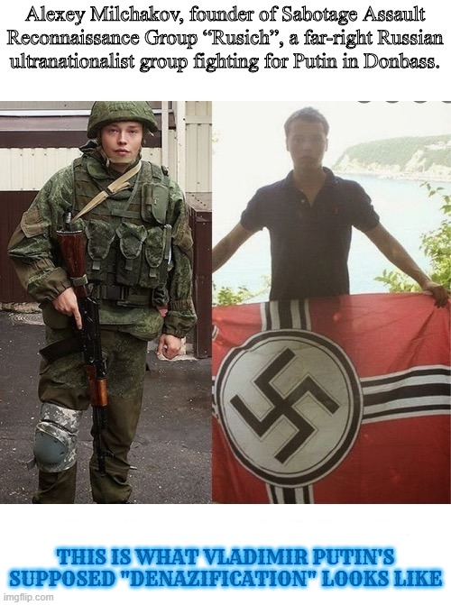 But muh 8 years donbing Bombass! Muh 14 quadrillion Donetsk children that Banderites ate for breakfast! | this is what Vladimir Putin's supposed "denazification" looks like | image tagged in russo-ukrainian war,neo-nazis,vladimir putin,ukrainian,ukraine,ukrainian lives matter | made w/ Imgflip meme maker