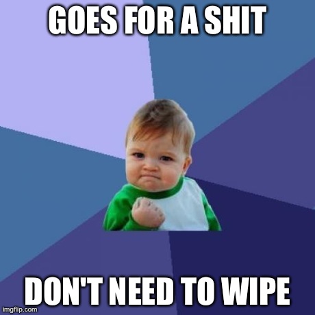 Success Kid Meme | GOES FOR A SHIT DON'T NEED TO WIPE | image tagged in memes,success kid | made w/ Imgflip meme maker