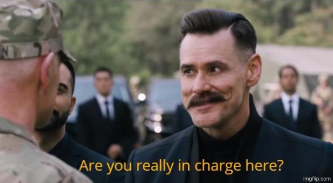 Are you really in charge here? | image tagged in are you really in charge here | made w/ Imgflip meme maker