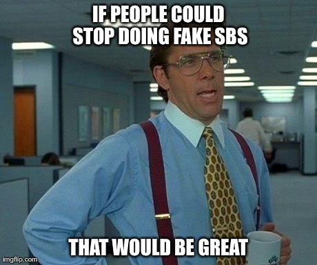 That Would Be Great Meme | IF PEOPLE COULD STOP DOING FAKE SBS THAT WOULD BE GREAT | image tagged in memes,that would be great | made w/ Imgflip meme maker