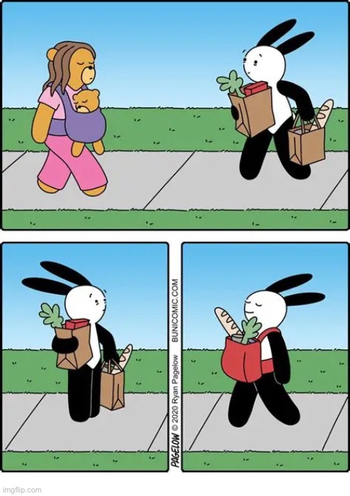 Buni Comics | image tagged in comics,buni comics,bears,baby,groceries,convenience | made w/ Imgflip meme maker