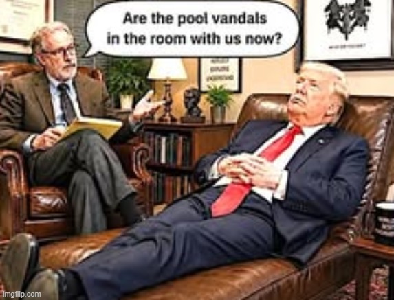 Trump shrink pool | image tagged in trump,pool,vandals | made w/ Imgflip meme maker