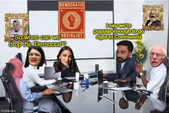 Think Tank Stink Tank | I say we're popular enough to go right to Communist; So when can we drop the 'Democrat'? | image tagged in democrat socialist meme | made w/ Imgflip meme maker