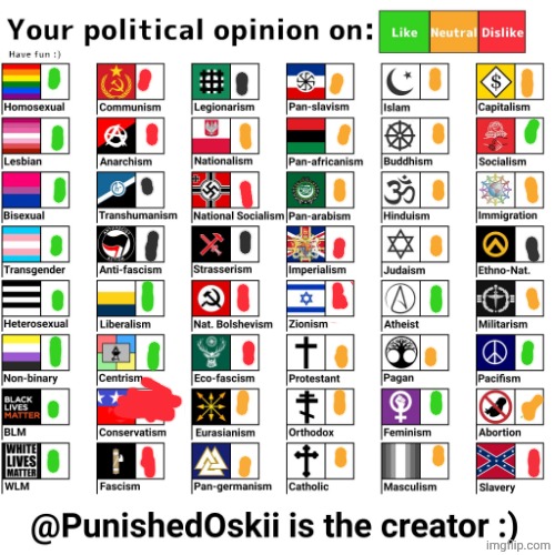 Grey means I don't really know much about the topic | image tagged in your political opinion on chart 2nd version | made w/ Imgflip meme maker