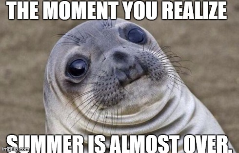 Awkward Moment Sealion Meme | THE MOMENT YOU REALIZE 
 SUMMER IS ALMOST OVER. | image tagged in memes,awkward moment sealion | made w/ Imgflip meme maker