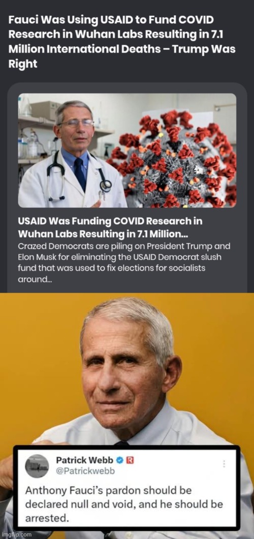 Arrest Fauci | image tagged in screenshot_20260624_011400_chrome jpg,coronavirus,dr evil | made w/ Imgflip meme maker