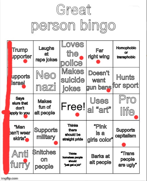 great person bingo | image tagged in great person bingo | made w/ Imgflip meme maker