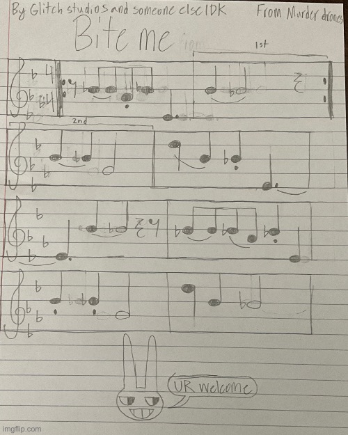 To all those murder drone fans who know how to read music: you’re welcome :3 | image tagged in music,murder drones | made w/ Imgflip meme maker
