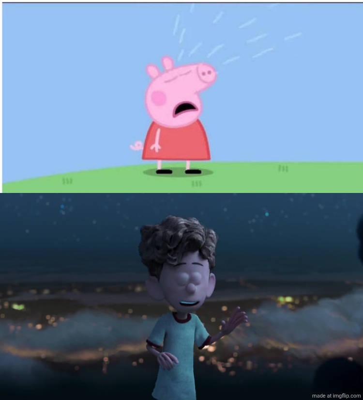Orion Laugh At  Peppa pig crying | image tagged in orion laugh at who/what,peppa pig,orion and the dark,deviantart,dreamworks,memes | made w/ Imgflip meme maker