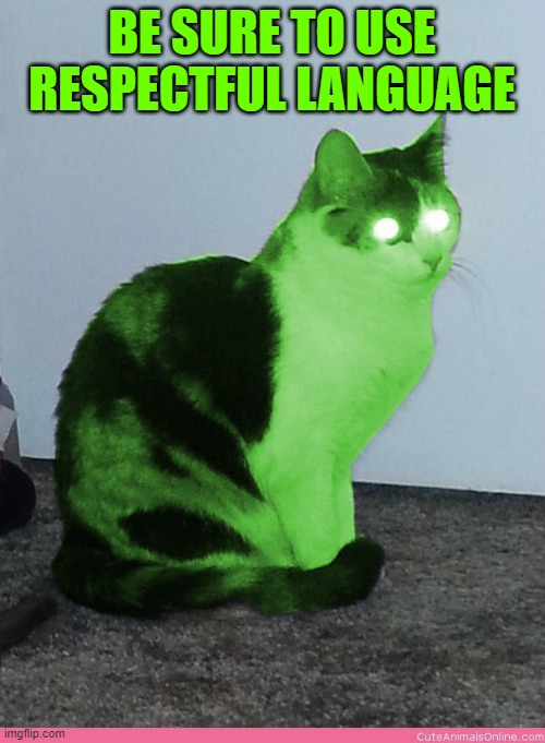 Hypno Raycat | be sure to use respectful language | image tagged in hypno raycat | made w/ Imgflip meme maker