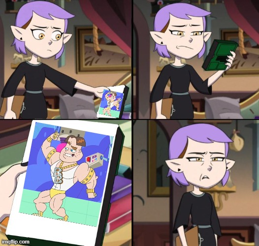 Amity finds Muscular Bling-Bling Boy cringe | image tagged in amity is confused | made w/ Imgflip meme maker