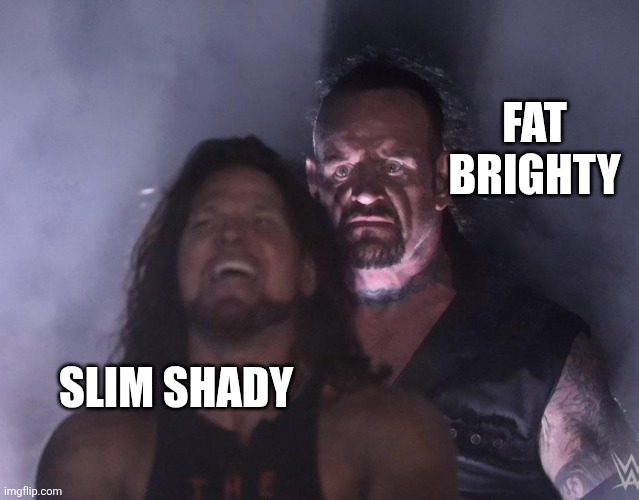 undertaker | Fat brighty; Slim shady | image tagged in undertaker | made w/ Imgflip meme maker