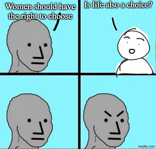 Women should have the right to choose Is life also a choice? | image tagged in npc meme | made w/ Imgflip meme maker