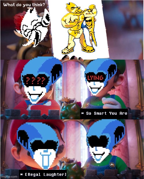 Berdly made this in the actual game by the way! | image tagged in bowser's art meme,deltarune,queen | made w/ Imgflip meme maker