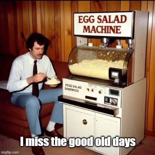 Egg Salad | I miss the good old days | image tagged in good old days,food,botulism,you gonna eat that | made w/ Imgflip meme maker