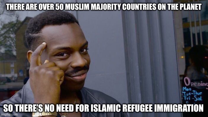 GTFO Mohammad | There are over 50 Muslim majority countries on the planet; So there’s no need for Islamic refugee immigration | image tagged in memes,roll safe think about it | made w/ Imgflip meme maker