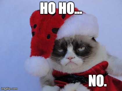 HO HO...                             NO. | image tagged in grumpy cat santa | made w/ Imgflip meme maker