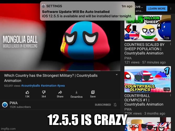 12.5.5 | 12.5.5 is crazy | image tagged in 4cfd8794-1fa2-49a6-bf7c-413af11caa4f jpeg | made w/ Imgflip meme maker