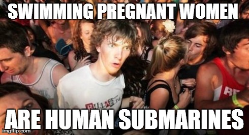 Sudden Clarity Clarence Meme | SWIMMING PREGNANT WOMEN  ARE HUMAN SUBMARINES | image tagged in memes,sudden clarity clarence | made w/ Imgflip meme maker