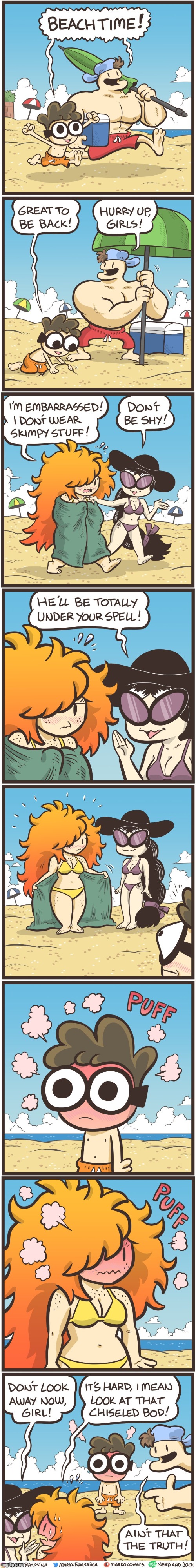 image tagged in nerd,jock,olga,tiger,beach,bikini | made w/ Imgflip meme maker