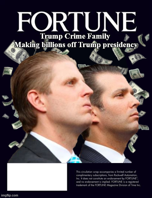 FORTUNE Trump Crime Family | image tagged in fortune trump crime family,abuse of power,you lose trump gains wealth,trump crime family,maga money,pay to play | made w/ Imgflip meme maker