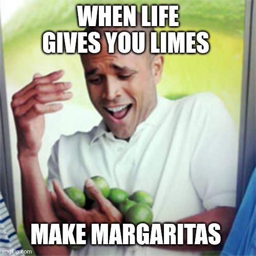 Limes | When life gives you limes; Make margaritas | image tagged in why cant i,funny memes | made w/ Imgflip meme maker
