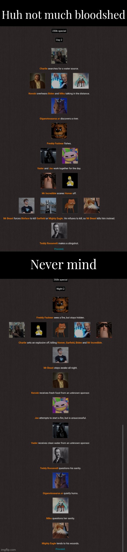 Huh not much bloodshed; Never mind | image tagged in hunger games | made w/ Imgflip meme maker