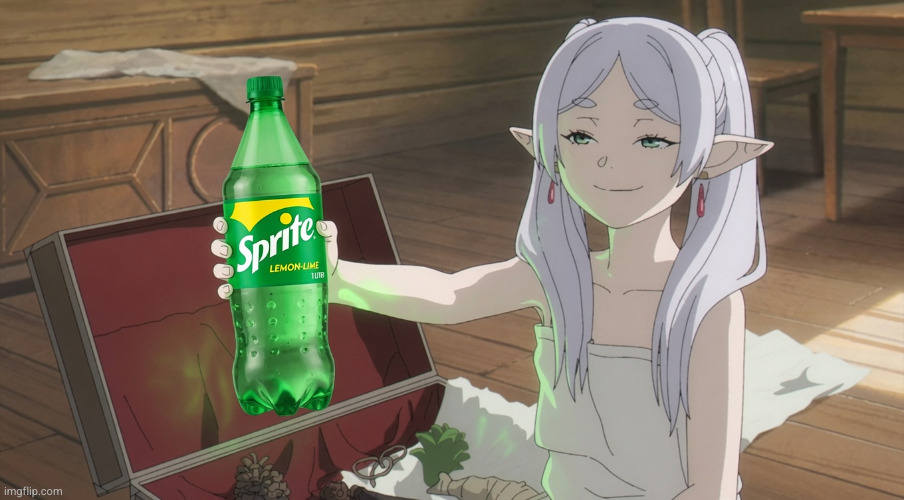 Smug Frieren Sprite | image tagged in smug frieren sprite,anime,beyond journeys end,sprite,soda,frieren | made w/ Imgflip meme maker