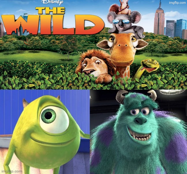 Mike Wazowski and James P. Sullivan (Monsters, Inc.) Like The Wild (2006) | image tagged in who like the wild 2006,deviantart,monsters inc,the wild,disney,pixar | made w/ Imgflip meme maker