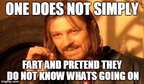 One Does Not Simply | ONE DOES NOT SIMPLY FART AND PRETEND THEY DO NOT KNOW WHATS GOING ON | image tagged in memes,one does not simply | made w/ Imgflip meme maker