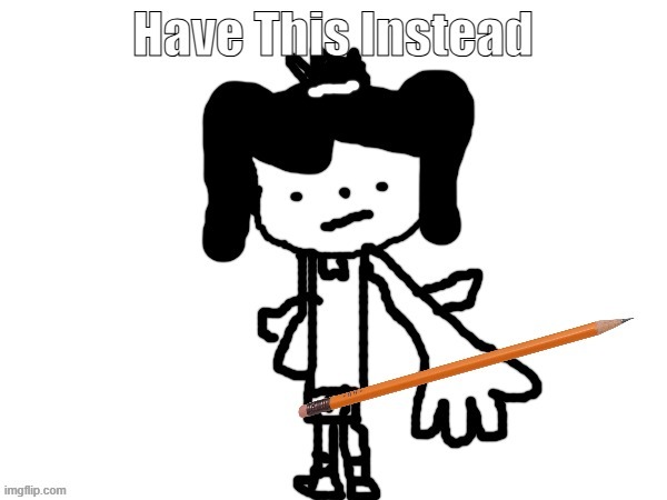 Miss Arms Gives you Pencil instead of AI Art | image tagged in miss arms gives you pencil instead of ai art | made w/ Imgflip meme maker