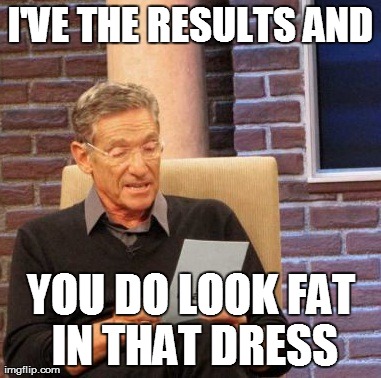 Maury Lie Detector Meme | I'VE THE RESULTS AND YOU DO LOOK FAT IN THAT DRESS | image tagged in memes,maury lie detector | made w/ Imgflip meme maker