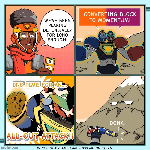 image tagged in scientists,robot,mountain,attack,punch,fail | made w/ Imgflip meme maker