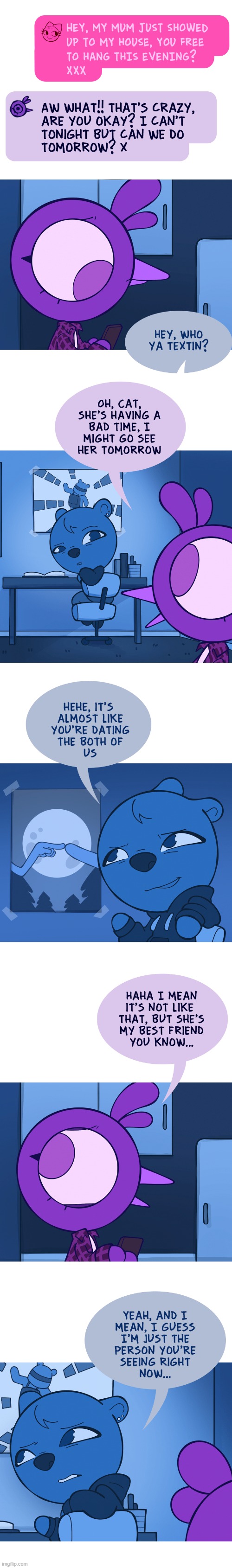 image tagged in bird,cat,texting,bear,friends,jealous | made w/ Imgflip meme maker