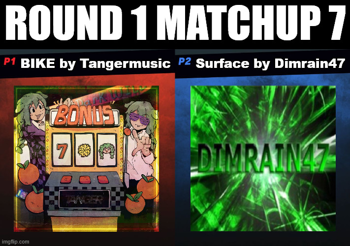 1077 got 2 votes, and Isolation got 8 votes. Isolation moves on! | Round 1 Matchup 7; Surface by Dimrain47; BIKE by Tangermusic | image tagged in gd song bracket,bike,surface | made w/ Imgflip meme maker