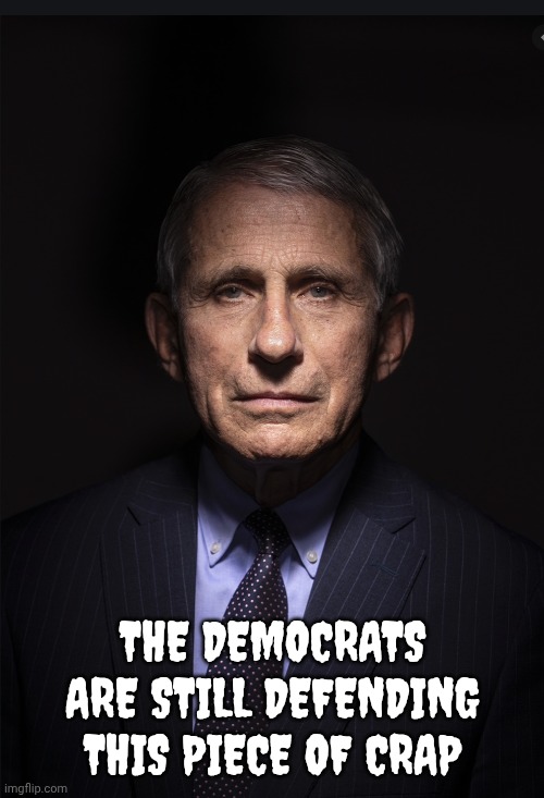 Fauci | The Democrats are still defending this piece of crap | image tagged in fauci | made w/ Imgflip meme maker