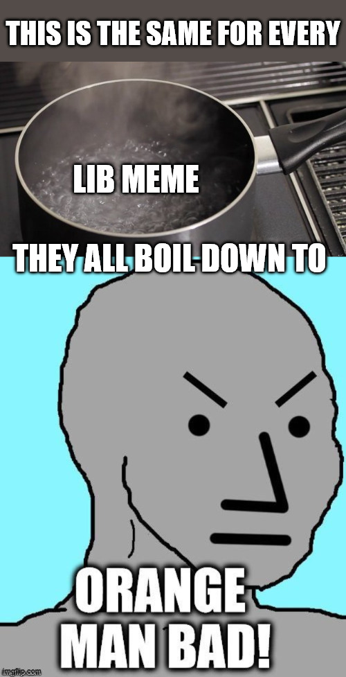 Same old same old | This is the same for every; Lib meme; They all boil down to | image tagged in orange man bad | made w/ Imgflip meme maker