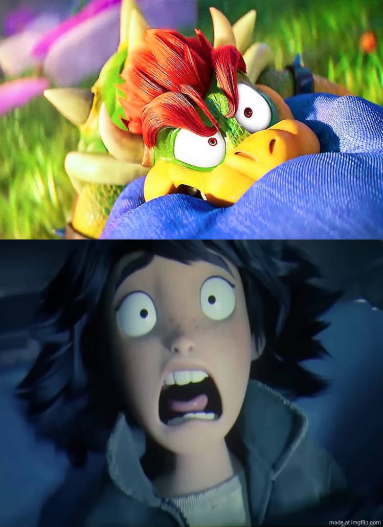 Inspired by vaMrkusnBoka | image tagged in mini bowser bites who,deviantart,hoppers,mario movie,pixar,universal studios | made w/ Imgflip meme maker