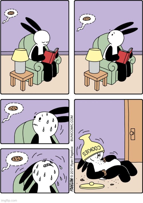 Buni Comics | image tagged in comics,buni comics,whispering,sweating,cookies,temptation | made w/ Imgflip meme maker