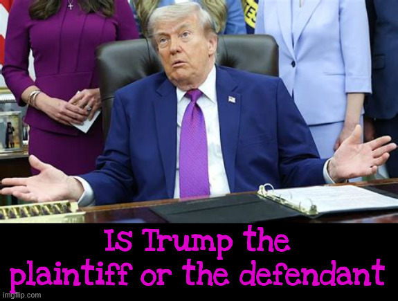 Is Trump the plaintiff or the defendant | Is Trump the plaintiff or the defendant | image tagged in is trump the plaintiff or the defendant,duh-nald twump | made w/ Imgflip meme maker