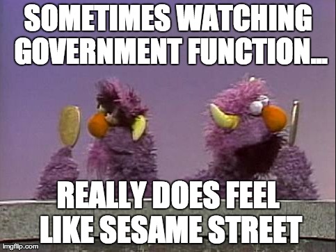 SOMETIMES WATCHING GOVERNMENT FUNCTION... REALLY DOES FEEL LIKE SESAME STREET | image tagged in sesame street,government | made w/ Imgflip meme maker