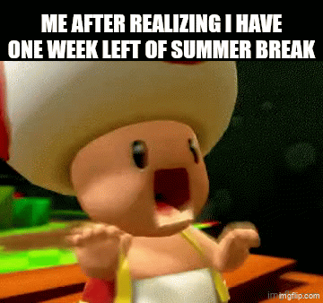 summer break ending meme - Toad’s One-Week Summer Panic